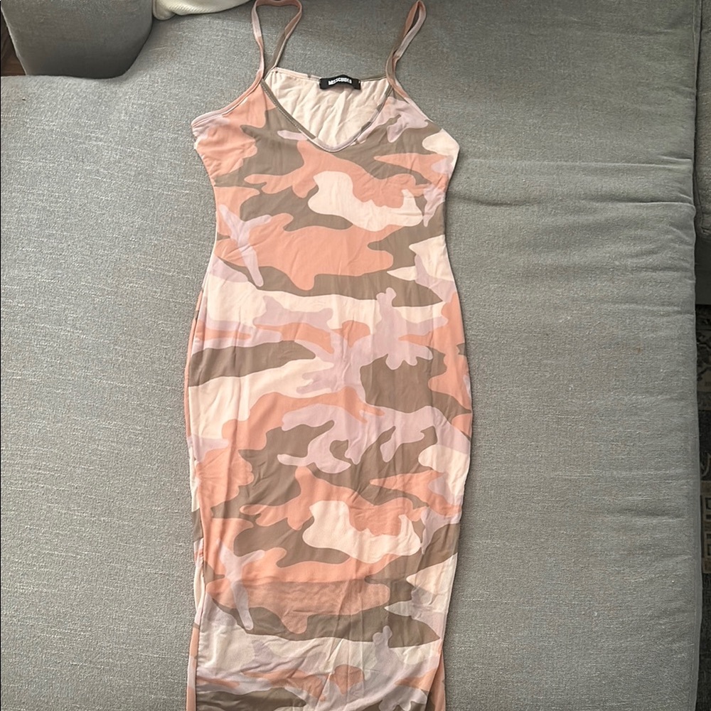 Missguided Pink Camouflage tank top Midi Dress